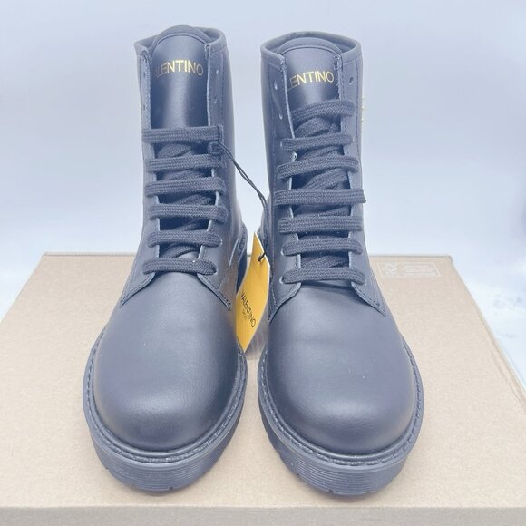 VALENTINO MARTY STUDDED LOGO LACE UP Combat BOOTS -BLACK LEATHER US 6 - Picture 9 of 12